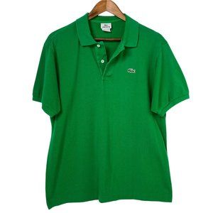 Lacoste Green Short Sleeve Polo Cotton Shirt Croc Logo Men Size FR 6 US XL Flaw